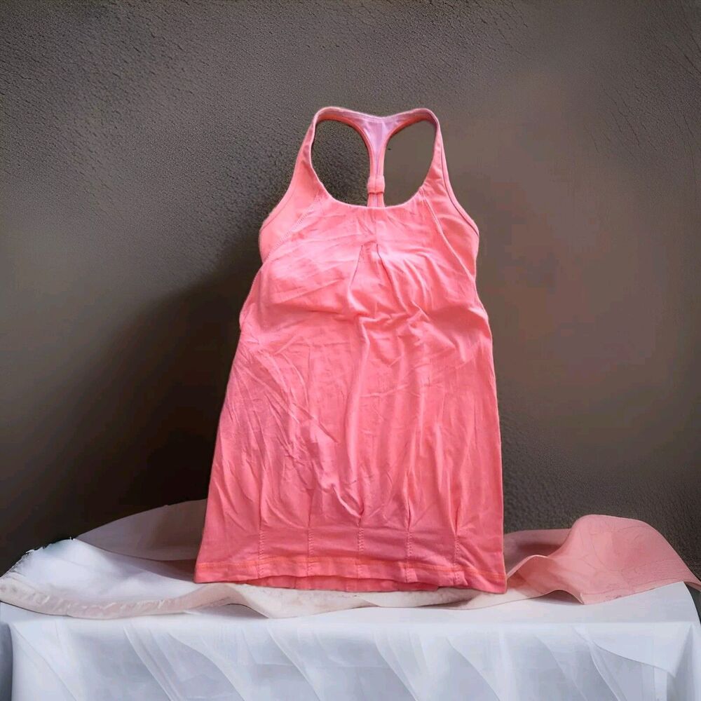 Lululemon Women' s  Lightweight Sports Tank Activewear Built In Bra Orange Sz 6
